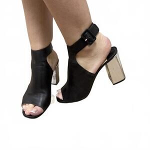 Y2K Prada Mirrored Metal Heel Leather Sandals – Made in Italy 39.5/9